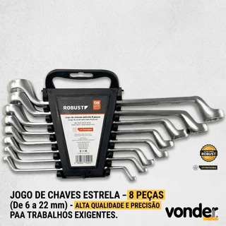 Jogo Chave Estrela 6-22mm 8 Peças Profissional Gedore Robust Cromada
