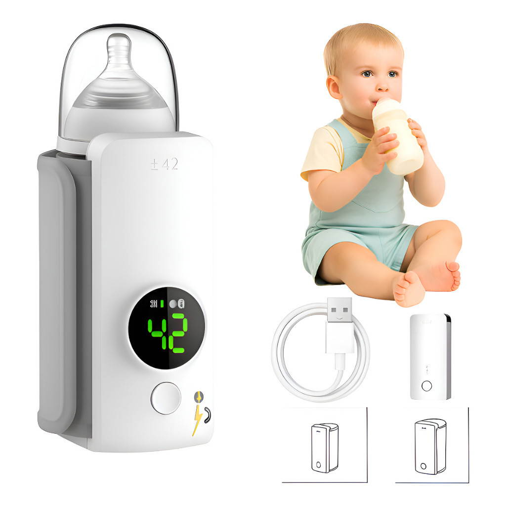 Aquecedor de Mamadeira Portátil Recarregável com Display Digital