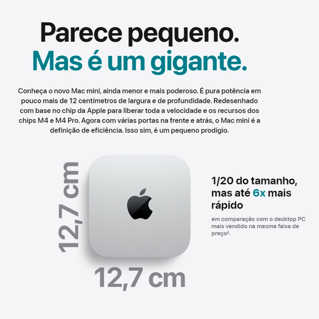 Mac Mini M4 E M2 Apple 8/256GB, 16/256GB E 16/512GB Novo Original