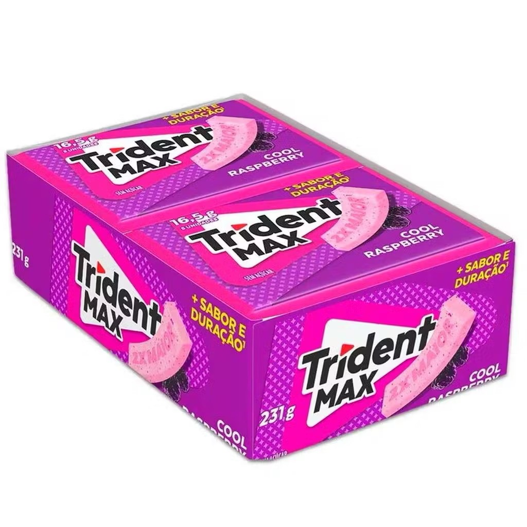 Chiclete Trident Max Cool Raspberry Caixa Com 14 Unidades de 16,5g ...