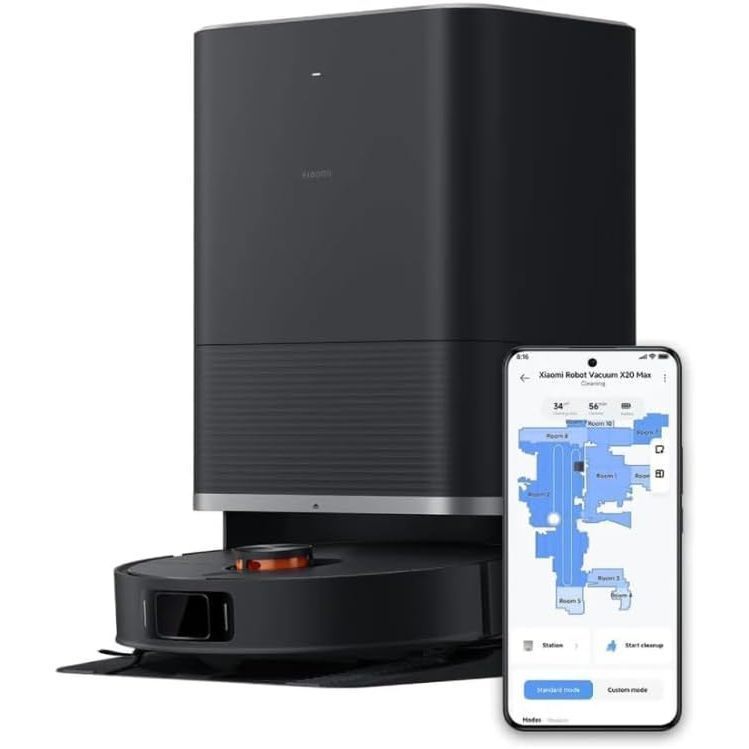 Robô Aspirador Xiaomi X20 MAX Alexa 8000Pa Mapeamento Inteligente Autoesvaziamento Lavagem 55°C Secagem Quente