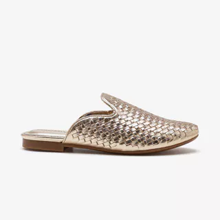 Mule Feminino Lorena Couro Dourado em Oferta na Shopee