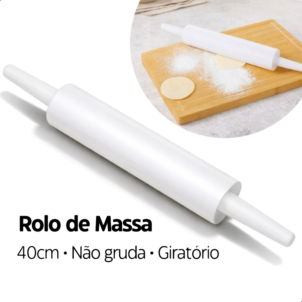 Rolo de Massa Giratório 40cm Abridor para Pizza Pão e Macarr