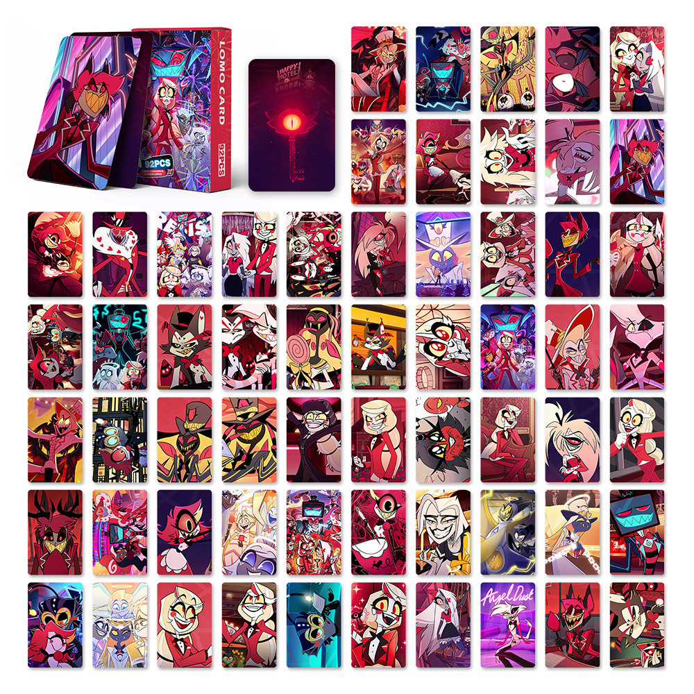 Hazbin Hotel Photocard Lomo Cartão 60pcs + 32pcs Adesivo Pequeno