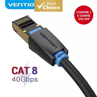 Vention Cabo Ethernet Cat8 40 Gbps Super Speed SFTP Lan De Rede Banhado A Ouro Conector RJ45 Patch Cord Para Modem Lapto em Oferta na Shopee
