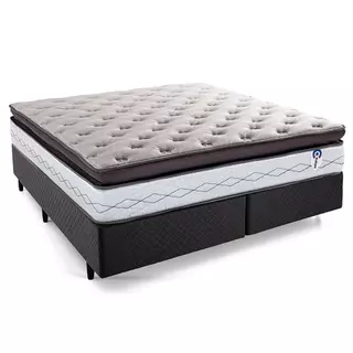 Cama Box Queen Size Herval Adapt com Molas Ensacadas, Suede Chumbo, 73x158x198 cm em Oferta na Shopee