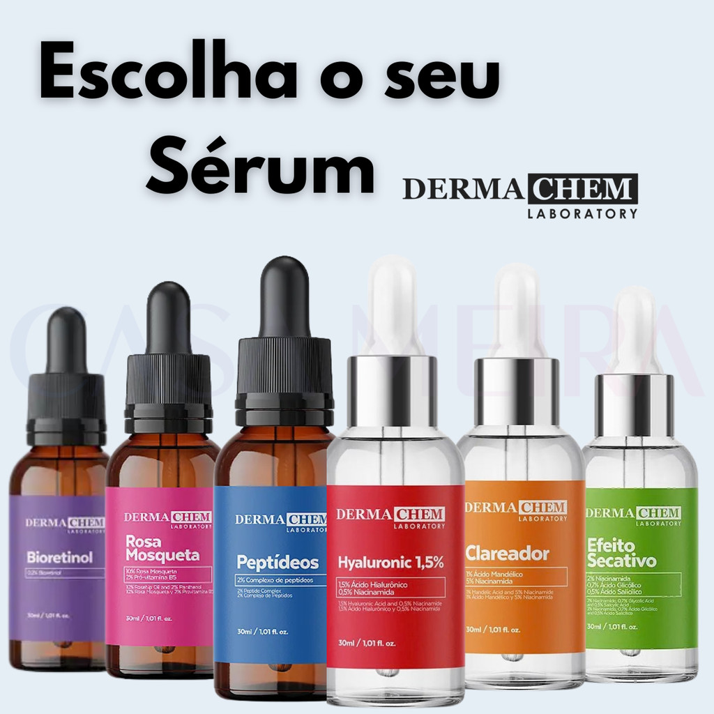 Dermachem Sérum 30ml Clareador Anti Rugas Hidratante Rosa Mosqueta