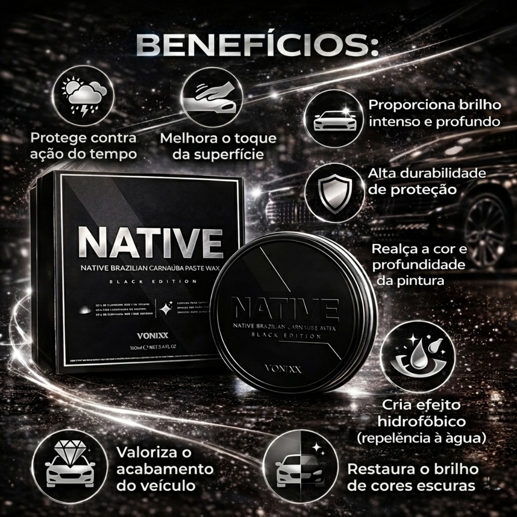 Cera Vonixx Native Black Carnaúba Preta Cristalizadora | Shopee Brasil