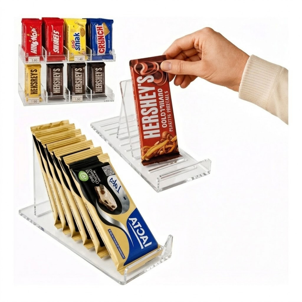 Kit 10 Transparente Expositor Suporte Barra Chocolate Acrili