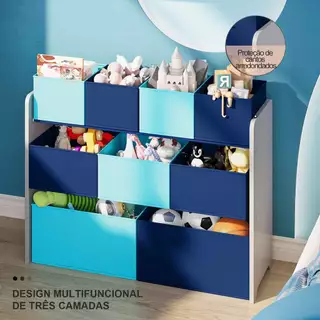 Organizador de Brinquedos Infantil com Cestos e Prateleiras - Para Quarto Bebê e Escola, Resistente, Cores Rosa e Azul em Oferta na Shopee
