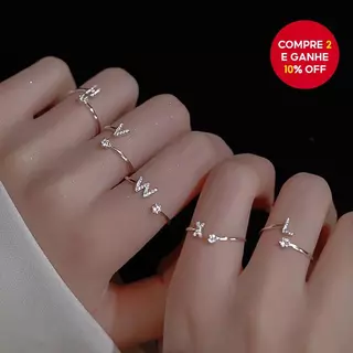 Anel De Letra Az Ajustável Em Prata Moderno Com Diamantes Micro Pave , Presente Perfeito Para Mulheres em Oferta na Shopee