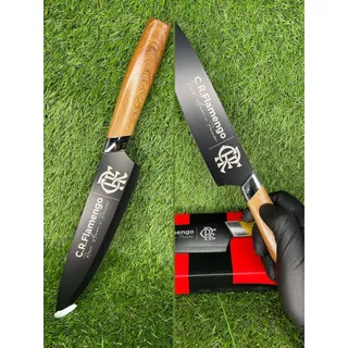 Faca Churrasco Oficial Time Flamengo Cozinha Caixa Presente Aço Inox Premium