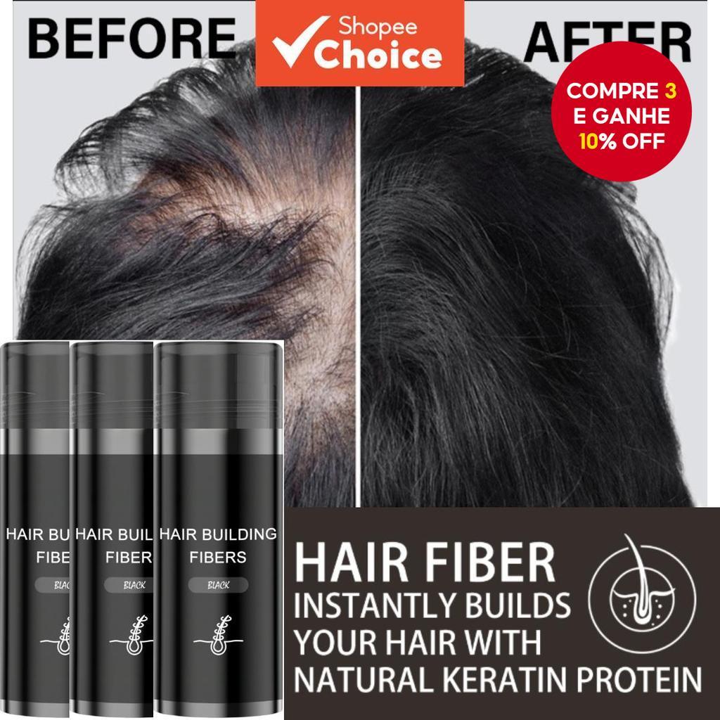 27,5g Pó de Fibra para Cabelo Preto com Vitamina B5 & E | Volume ...