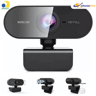 Câmera Webcam Full HD 1080p Microfone Integrado Giratório 360° Regulagem Livre Ideal para PC Notebook e Home Office