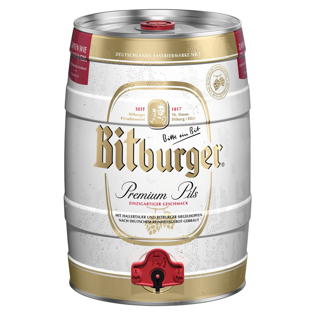 Cerveja Alemã Bitburger Pilsen Puro Malte Barril 5L