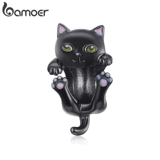 Bamoer Grânulo Dos Desenhos Animados Gato Preto Pingente DIY Pulseira Colar Acessórios Para Presentes Femininos em Oferta na Shopee