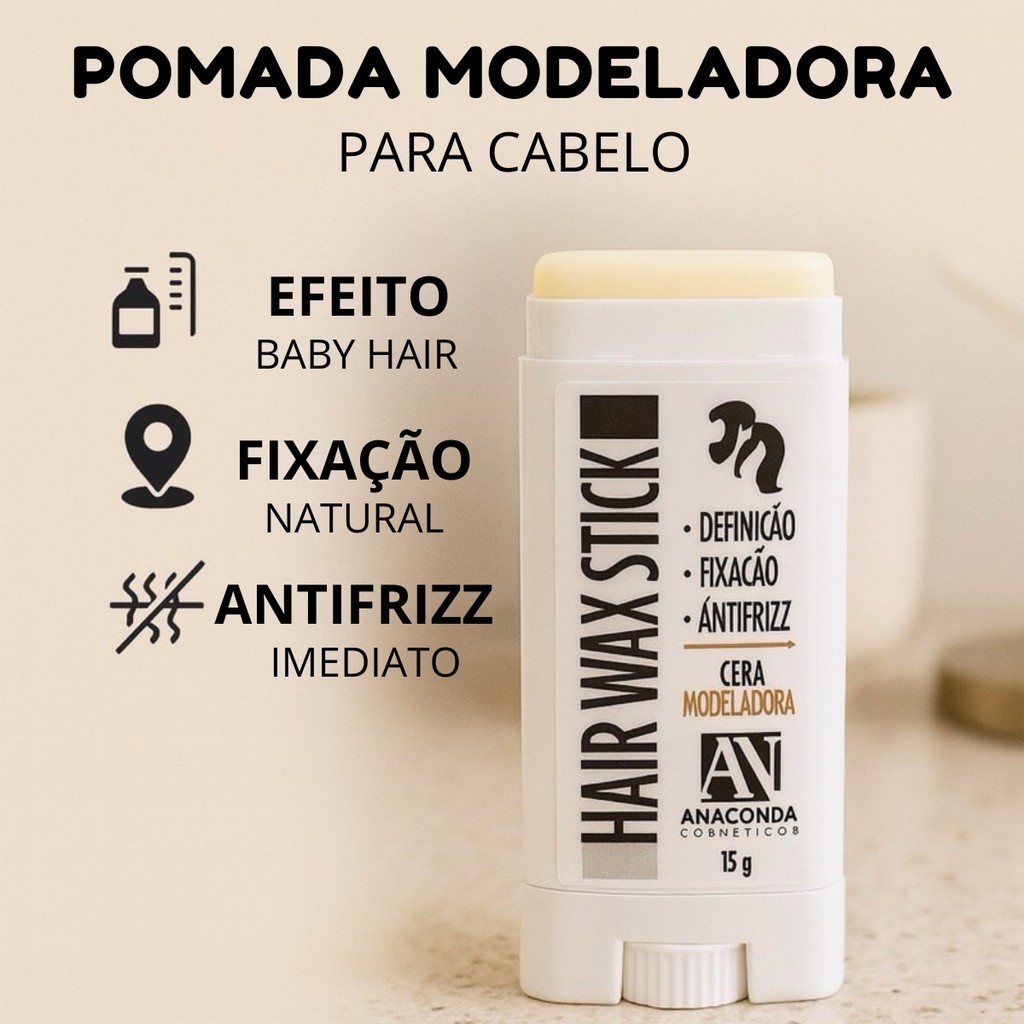 Cera Para Cabelo Anti Frizz 15g Bastão Baby Hair Anaconda | Hair Wax ...