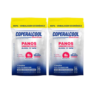 02 Pacotes de Lenço Umedecido Clássico com Álcool Refil 35 Lenços Coperalcool em Oferta na Shopee