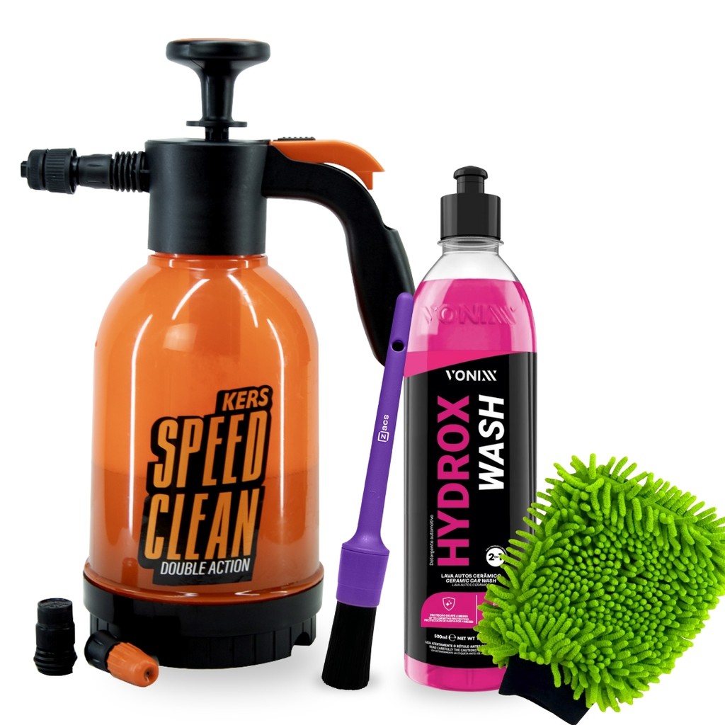 Kit Profissional Lavagem Automotiva Completa: Pulverizador Speed Clean ...