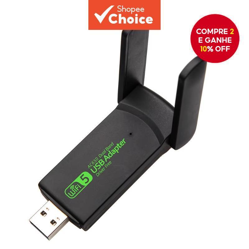 Adaptador USB WiFi Sem Driver 650Mbps Para Dispositivos Inteligentes ...