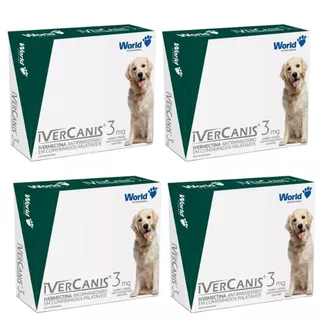 04 Ivernectina Ivercanis 3mg Cães 15kg 4 Comprimidos World em Oferta na Shopee