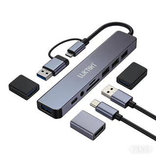 Hub Adaptador Type-C LUKTON HB-021 8 em 1 USB 3.0 Ultra Rápido