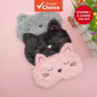 Máscara De Dormir De Gato Fofo – Olhos Com Contorno 3D , Venda Blackout Ultramacia Para Viagens E Cochilos em Oferta na Shopee