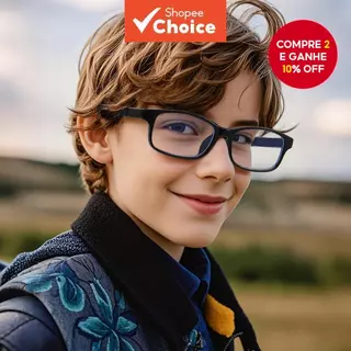 Armação de óculos infantil para proteção ocular de estudantes, óculos sem grau, armação completa, bloqueio de luz azul em Oferta na Shopee
