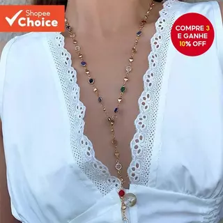 Colar De Contas De Cristal Boêmio Longo Colorido Joias De Praia Presente Feminino em Oferta na Shopee