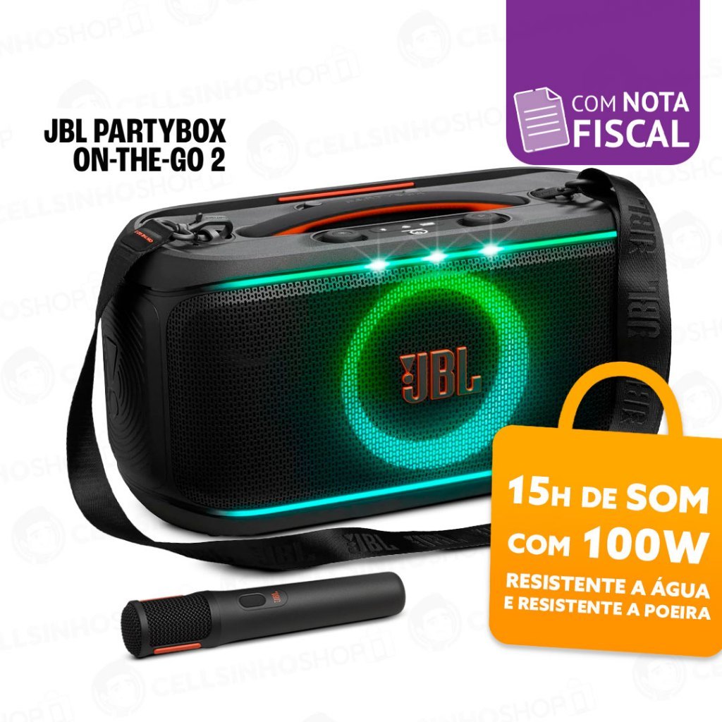 Caixa De Som Jbl Partybox On-the-Go 2 Bluetooth Com Microfone Karaokê ...