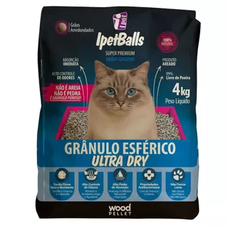 Areia Gatos Ultra Dry 4KG Graos Esferico Grossos Ipetballs em Oferta na Shopee