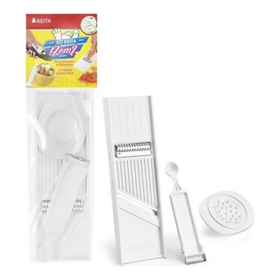 Kit 4 em 1 Descascador Boleador Cortador Legumes Feito desca