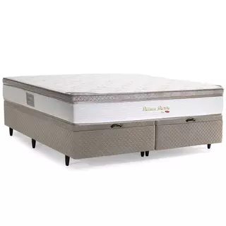 Cama Baú King Herval Pallace Bambu de Molas Ensacadas, Suede Bege, 78x193x203 cm em Oferta na Shopee