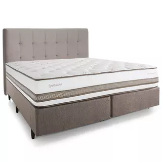 Cama Box com Cabeceira Queen Herval Spettácolo, Molas Ensacadas, 74x158x198 cm em Oferta na Shopee
