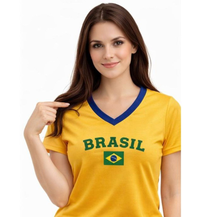 Camiseta Copa 2026 Baby look Slim Fit nas Cores do Brasil do P ao GG Super Confortável com Preço Imperdível em Oferta na Shopee