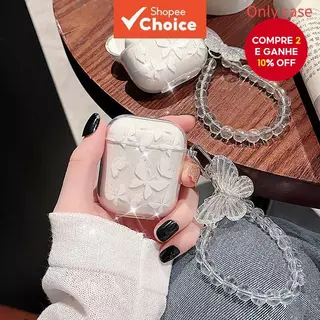 Capa Luxuosa Para AirPods Com Design De Borboleta Branca Compatível AirPod 2/Pro/3 , Macia À Prova De Choque Sem Fone De em Oferta na Shopee