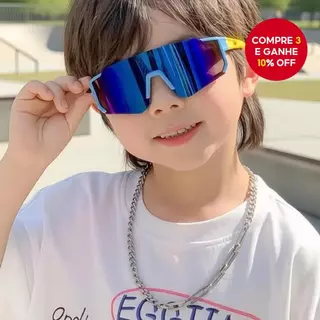 Óculos de sol esportivos para crianças, proteção UV, meninos e meninas, ideais para ciclismo e passeios ao ar livre, em Oferta na Shopee