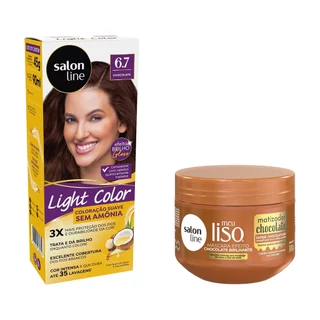 Kit Chocolate Light Color 6.7 + Máscara Matizadora Meu Liso 300g em Oferta na Shopee
