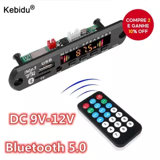 Placa Decodificadora Bluetooth 5.0 MP3 WMA WAV APE FLAC DC 9V 12V Áudio para Carro USB TF FM Rádio AUX Módulo MP3