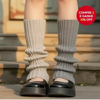 Aquecedores de Perna de Tricô - Meias Empilháveis de Cor Lisa para Estilo JK, Emagrecimento e Moda em Oferta na Shopee