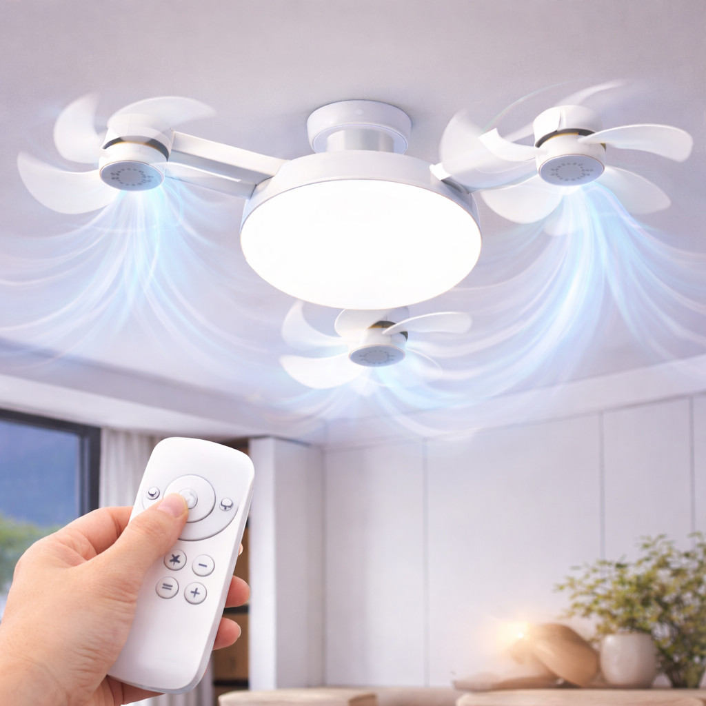 Ventilador de Teto Com Luz Led Silencioso 3 Hélices Ventilador Elétrico ...