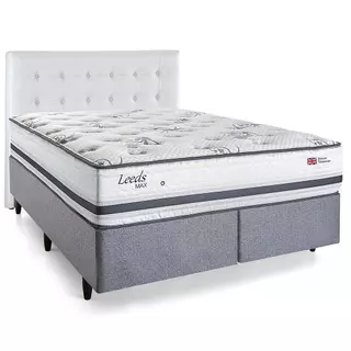 Cama Box com Cabeceira King Herval Leeds, Molas Maxspring, 69x193x203 cm em Oferta na Shopee
