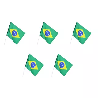 Kit bandeiras do Brasil c/Haste 60X90cm C/ 5un Copa do Mundo em Oferta na Shopee