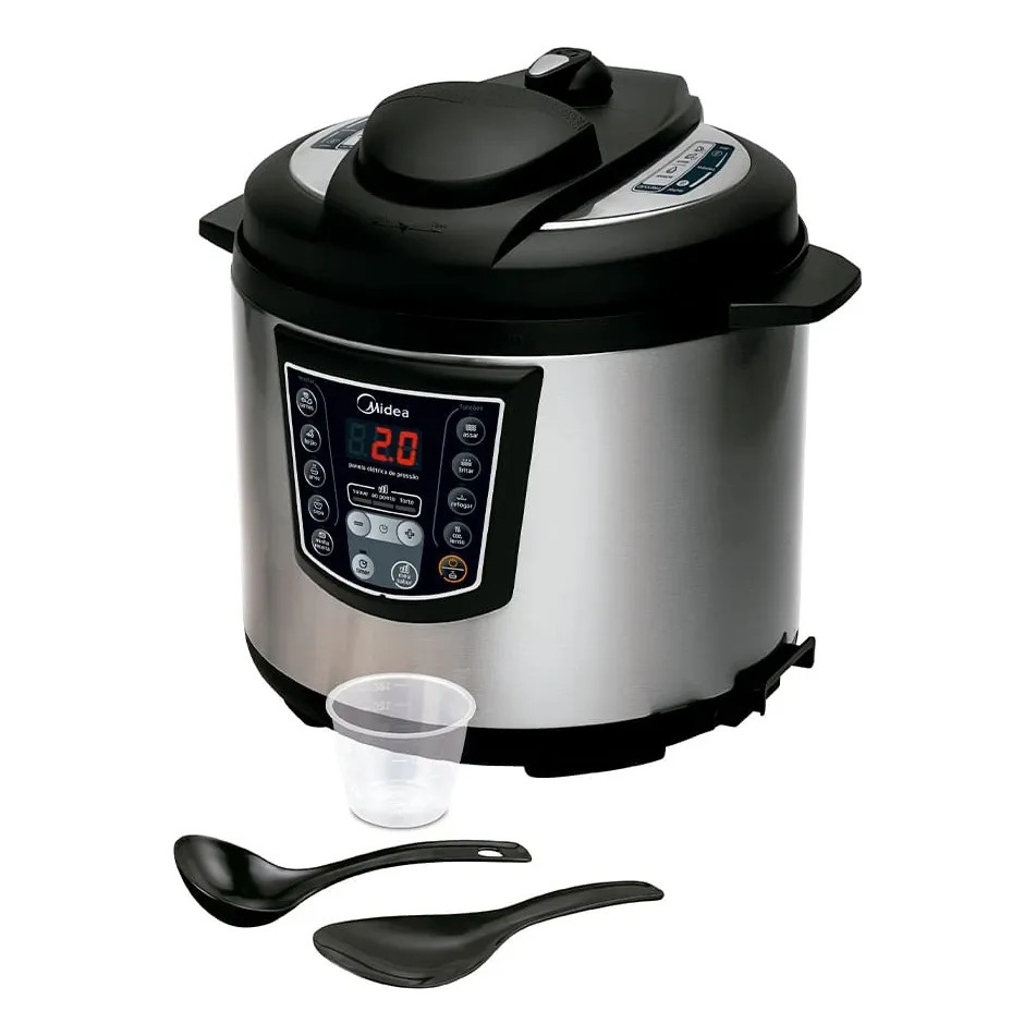 Panela de Pressão Elétrica Midea 6 Litros Digital Inox Multifuncional ...