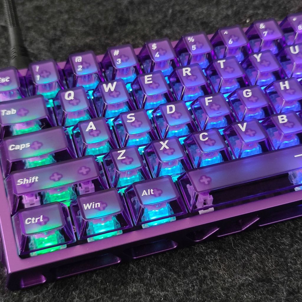 118 Teclas Nevoeiro Roxo Transparente PC Keycaps Duplo Tiro Cereja ...