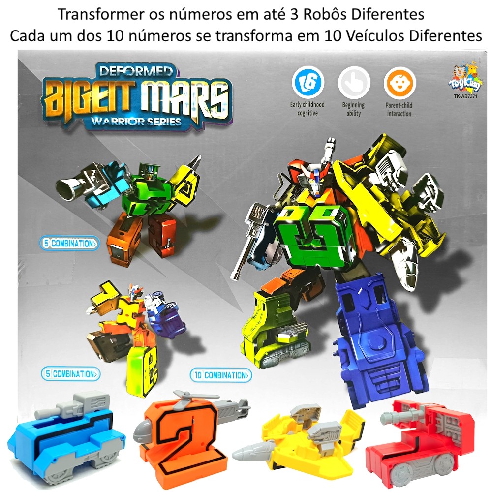 Brinquedo Educativo de Montar Números Transformes Vira Robô