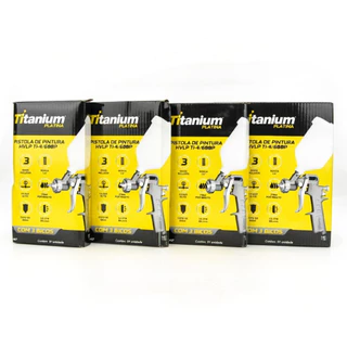 Kit 4 Pistolas Pintura HVLP Gravidade 3 Bicos Titanium em Oferta na Shopee