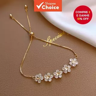 Feel Bracelet Pulseira de Namorada Estilo Simples Estrela Estrela Zircon Petal Frio em Oferta na Shopee