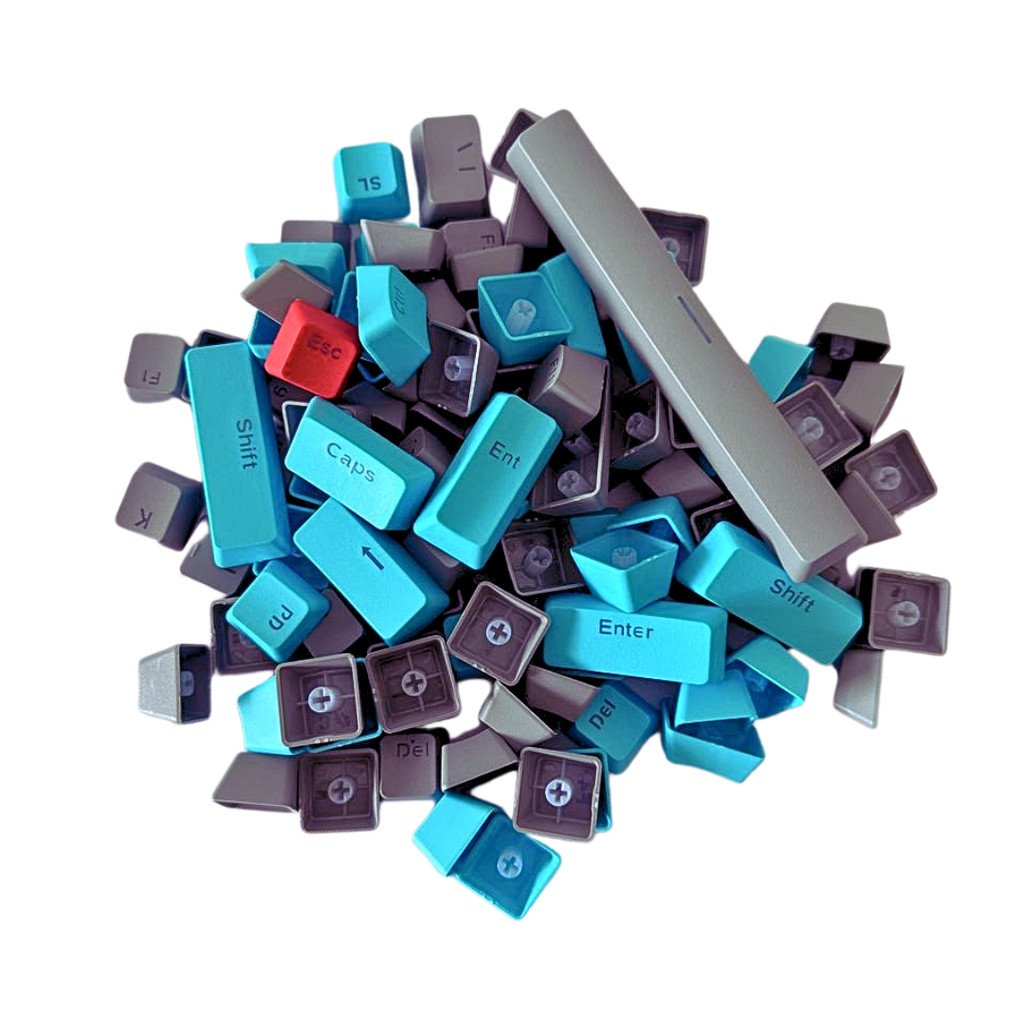 Kit Keycaps PBT Double Shot - Azul, Cinza e ESC Vermelha | Shopee Brasil