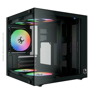 Gabinete Gamer Bluecase LIFE PRO, Mini Tower, Lateral Vidro, mATX, Sem Fonte, 5 Fans Rainbow, Preto
